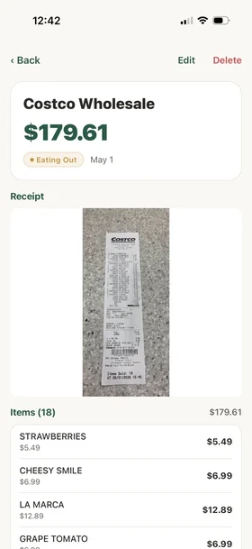 BiteSpend scanning a grocery receipt and pulling every line item in seconds